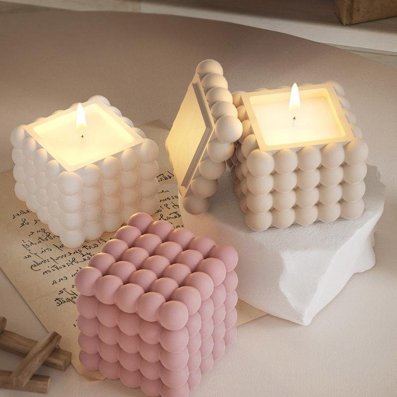 Silicone Storage Jar Mold with Lid Cube Candle Holder Mould Set for Resin Cement Concrete and Plaster Craft Home Decors