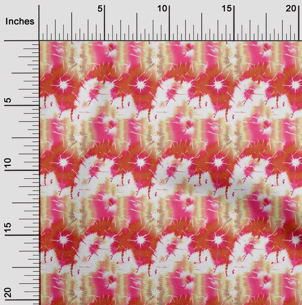 oneOone Cotton Flex Red Fabric Tie Dye Sewing Material Print Fabric By The Yard 40 Inch