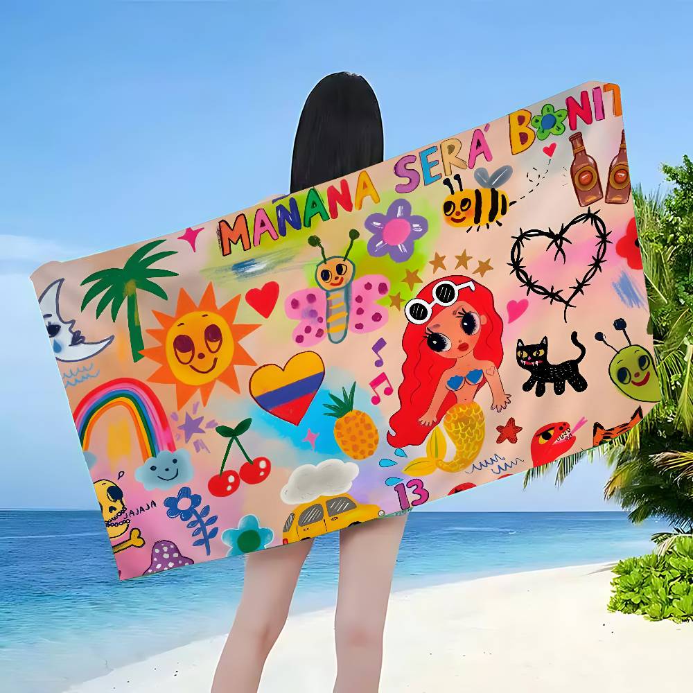 Karol G Female Singer Beach Towels Shower Towel Sauna Travel Spa Microfiber Quick Dry Gym Accessories Cute Room Decor