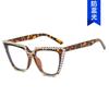 Cat's eye diamond flat glasses new anti-blue glasses frame women's retro glasses frame can be equipped with myopia Internet celebrities