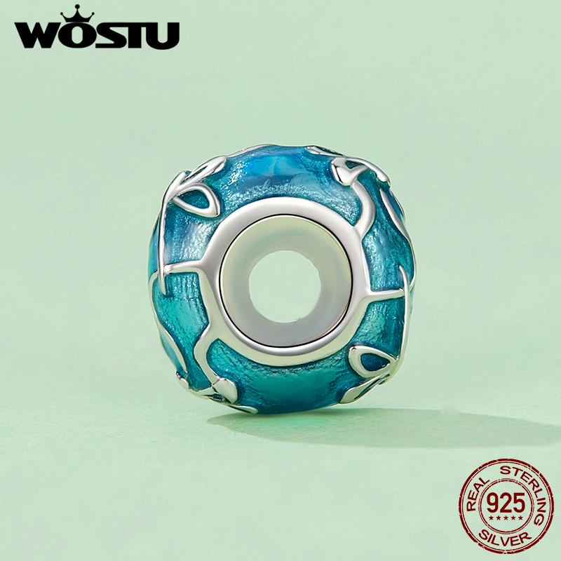 WOSTU 925 Sterling Silver Blue Drips Oil Dragonfly Charm Beads for Women Girls Bracelet & Bangle DIY Jewelry