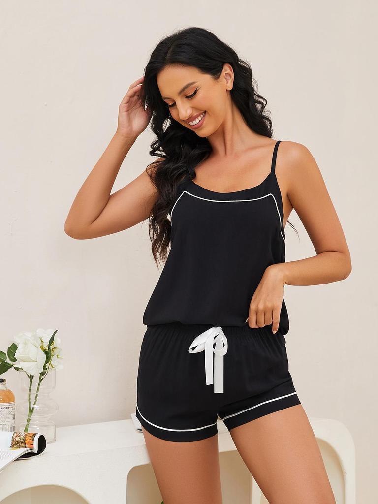 European & American Women's Sexy Summer Pajama Set - Thin Sling Top & Shorts