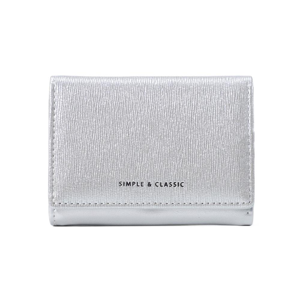 

Повседневный тройной кошелек Блестящий держатель для карт Модный женский короткий кошелек Девушка серебряный