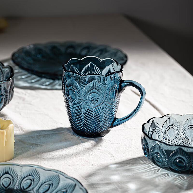 LOVWISH Tasse aus tintenblauem Glas mit Henkel