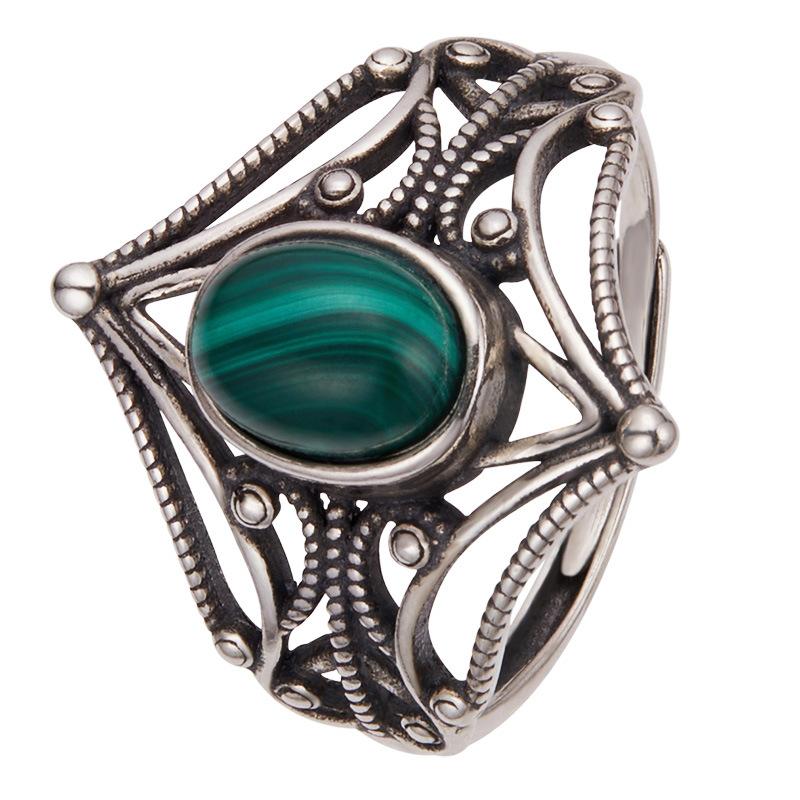 Natural Gemstone Moonstone Topaz Tiger Eye Kyanite Colored Treasure Ring Women'S S925 Sterling Silver Thai Silver Index Finger Ring