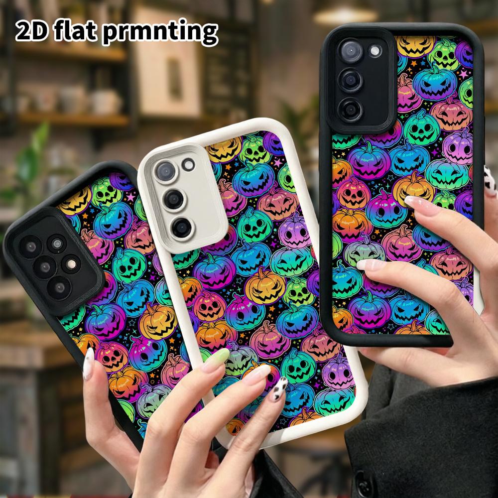 Phone Case: 2D Flat Samsung Galaxy A34 A35 M05 M06 S20 S22 S21 FE Plus 5G Tiered Protective Case, Full Pumpkin Print, Christmas and Halloween Gift
