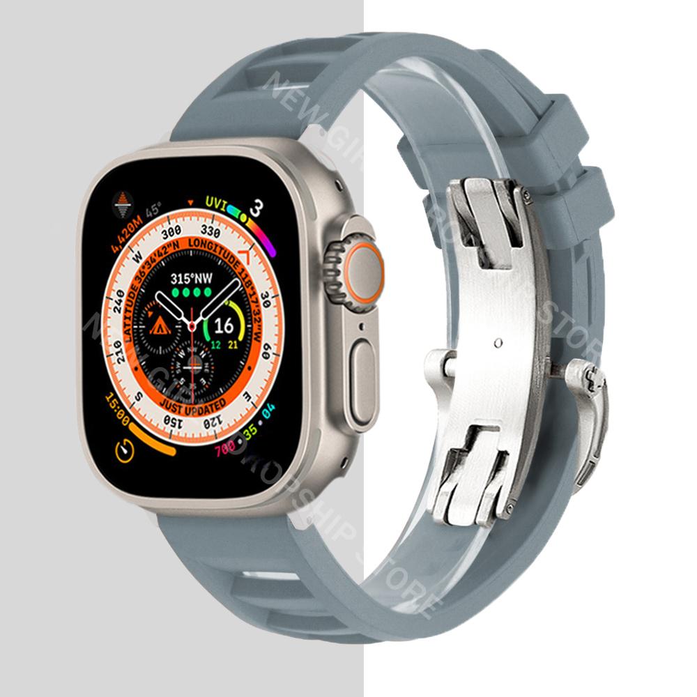 Soft Rubber Strap For Apple Watch Ultra 49mm 45mm 44mm 42mm Sport Silicone Band For iWatch Series 8 7 6 5 4 3 41mm 40mm Bracelet