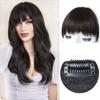 Synthetic Black Wig With Bangs Clip In Hair Extensions Natural Straight Fringe Hairpiece Wig For Women Use