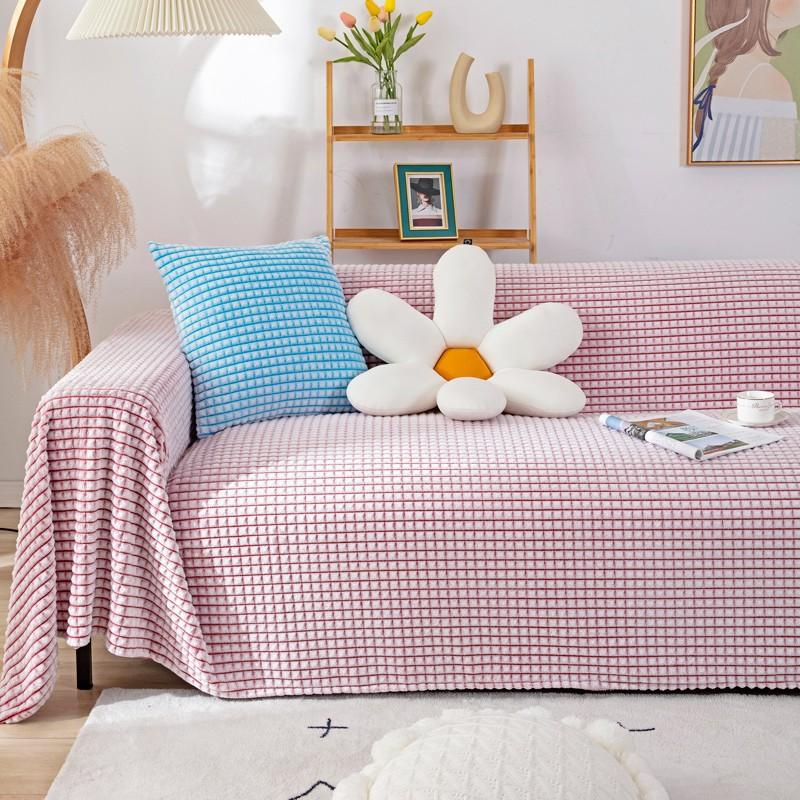Double-Sided Retro Sofa Cover Nordic Sofa Cover Cotton Blanket Full Covered Non-Slip Sofa Cover Protective Cover