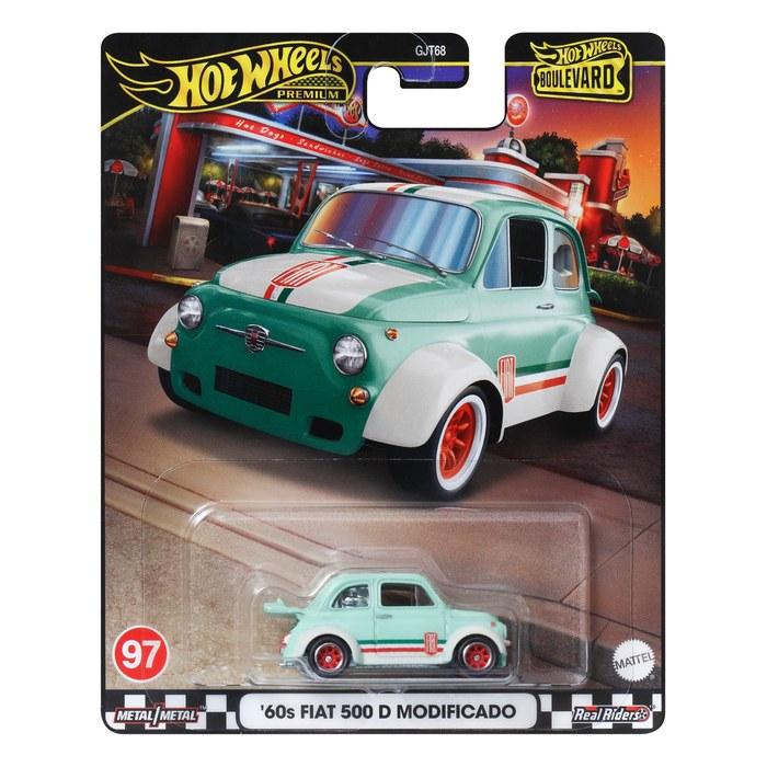 Hot Wheels Boulevard '60s Fiat 500 D Modified Vehicle Toy Car, Green, 1/64 Scale