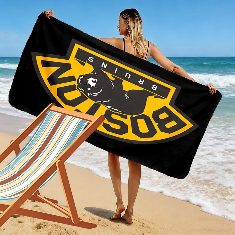 Boston Bruins Print 2D Flat Print Beach Towel, Large Soft Quick Dry Towel for Beach Camping SwimmingZSTJ0915135