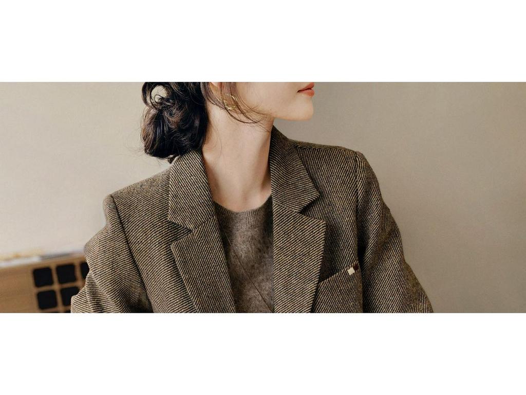 Women's Vintage Wool Twill Blazer - Autumn/Winter Retro Style