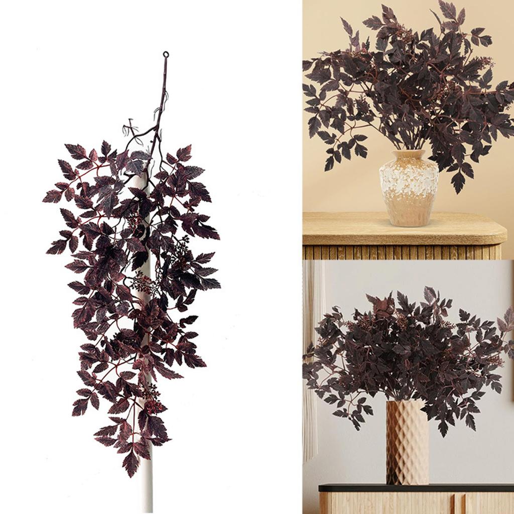 Artificial Cimicifuga Leaf Spray,  Faux Fall Branch With Long Stems For Vase, Thanksgiving Centerpiece Halloween Decor