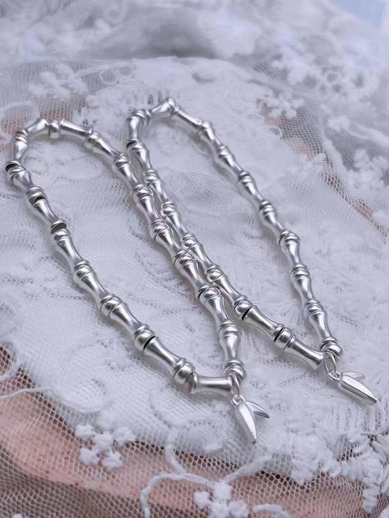 999 Sterling Silver Bamboo Joint Bracelet - Essential Niche Design for Little Fairies