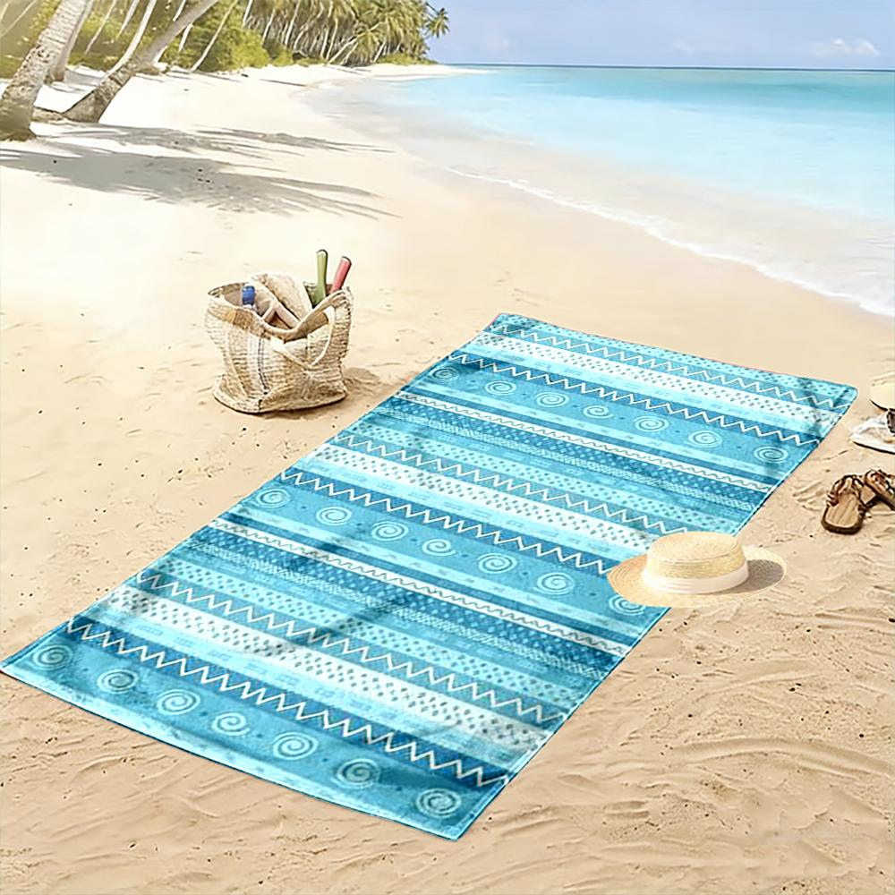 Blue and White Boho Pattern Towel Beach towel quick-drying for travel outdoor sports jogging beach and swimming