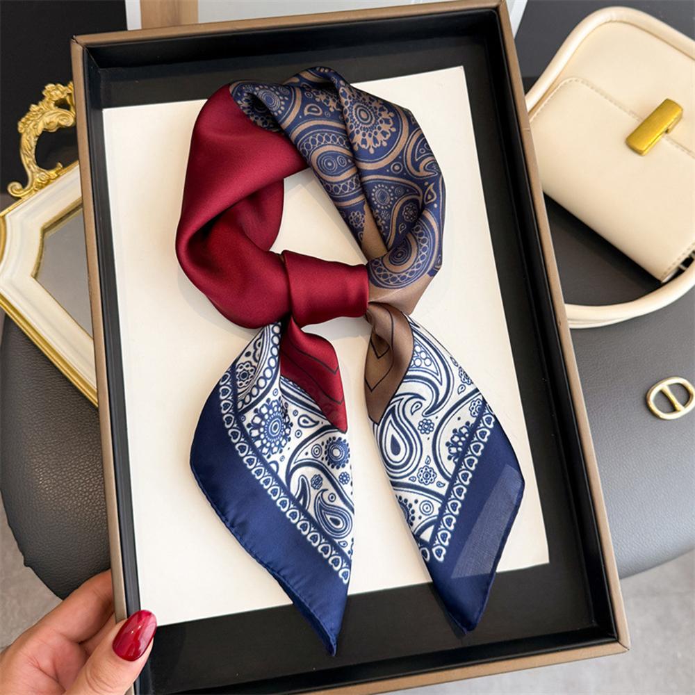 Print 70cm Soft Satin Headkerchief Women Luxury Design Neck Tie Scarf Female Hair Hand Wrist Foulard Shawl Hijab Bandana