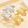 High-End Sweet Cool Wide Leaf Open Stainless Steel Gold Bracelet for Women