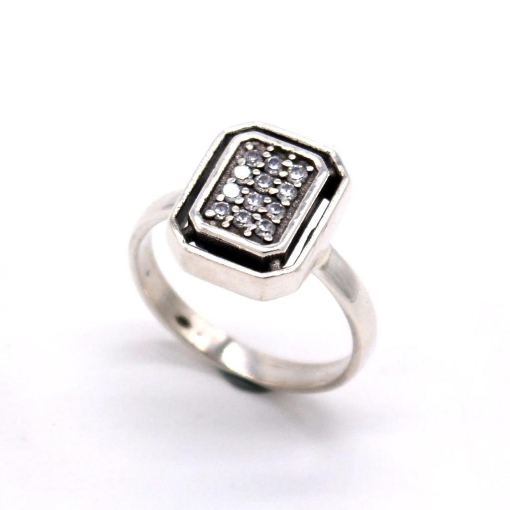 925 Sterling Silver CZ Handmade Women Ring, Anniversary Gift Ring, Wedding Gift Ring, Square Men Simple Ring