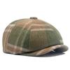 Plaid Octagonal Hat Beret Autumn Winter Men's Warm Forward Hat Wool Plaid Newsboy Hat British Female Paintsman Hat