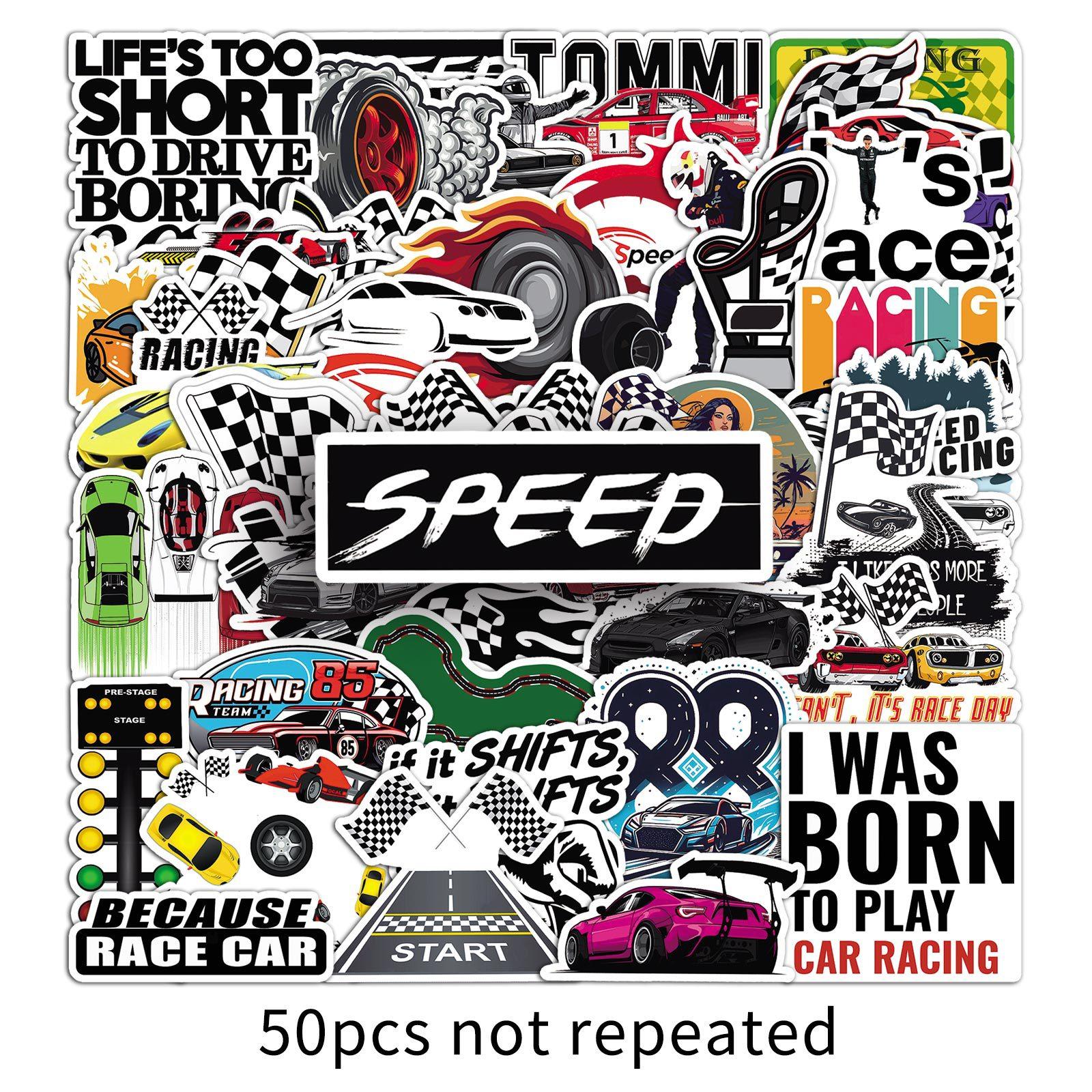 

50 Гоночные Соревнования Граффити Наклейки Личность Крутой Трендовый Креативный Декоративный Стакан для Воды Скейтборд Автомобильные Наклейки