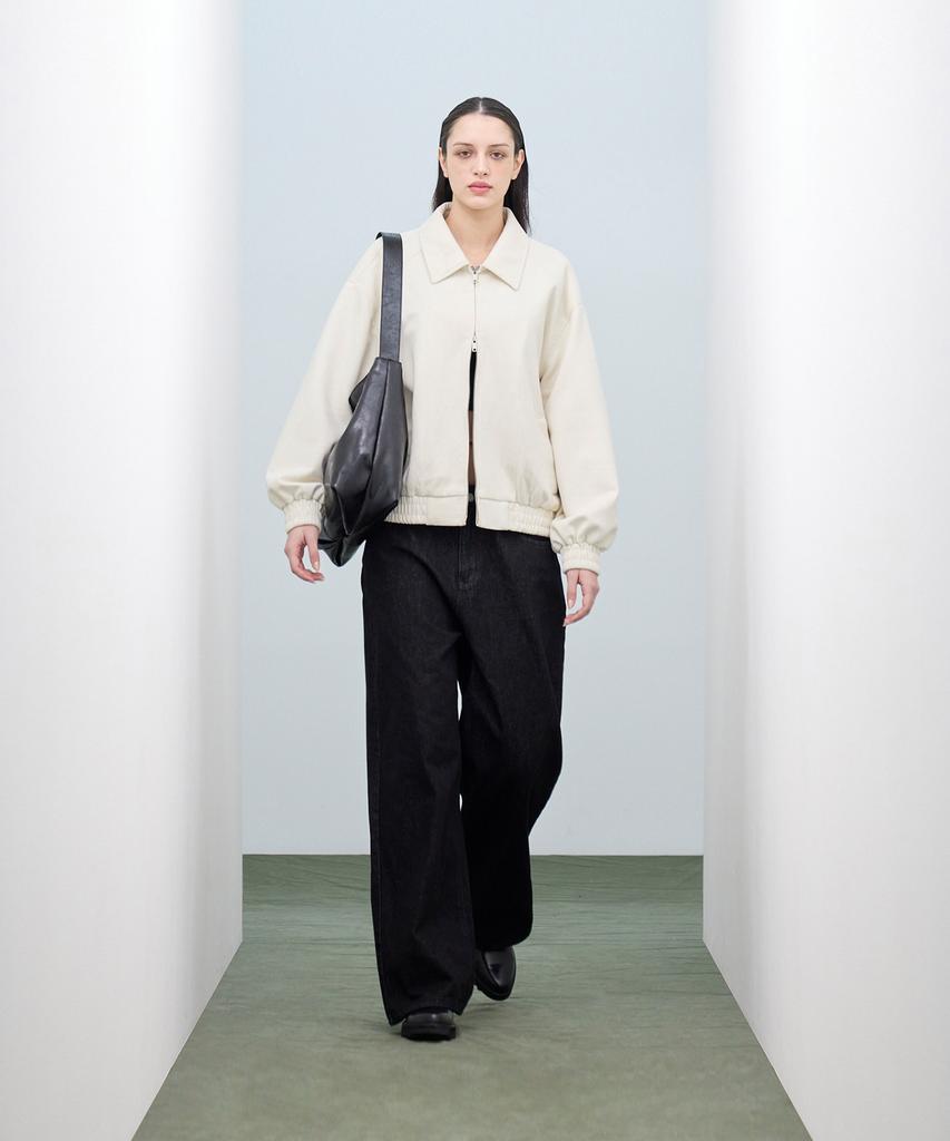 Ironyporno Whiteline 86-Iro328 Line Blouson Suede Jacket Ivory