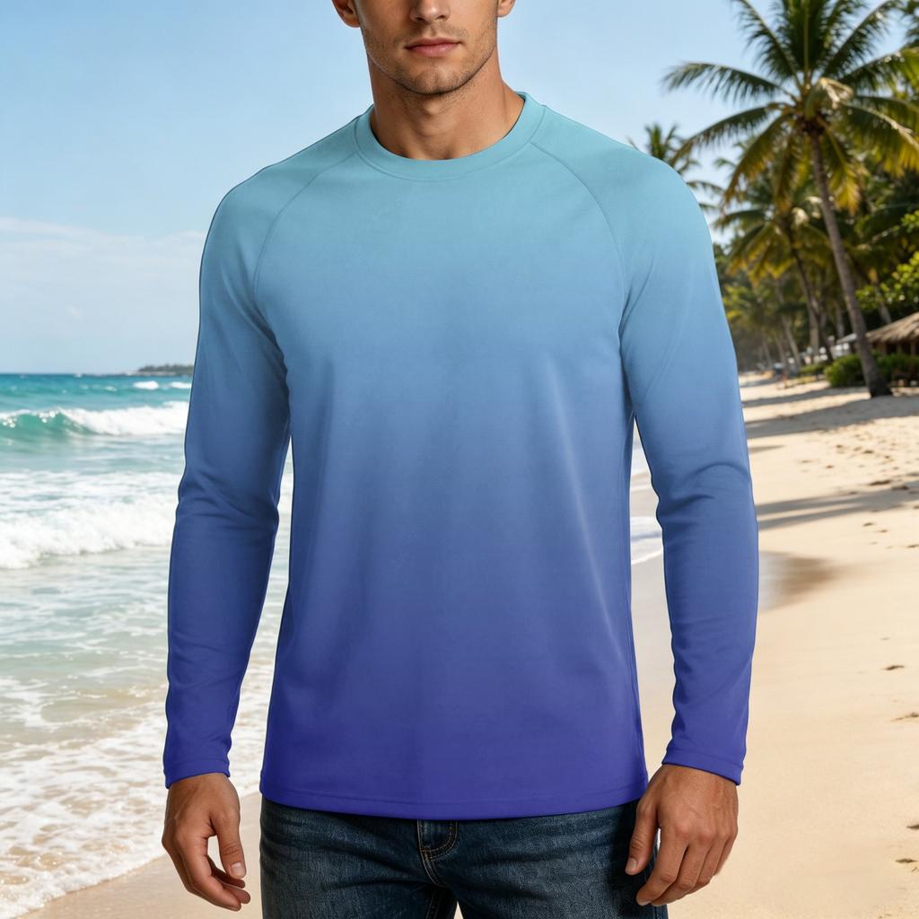 Herren Langarm UPF50+ Sonnenschutzshirt Leicht Atmungsaktiv Schnelltrocknend Outdoor Freizeit Oberteil für Sommeraktivitäten