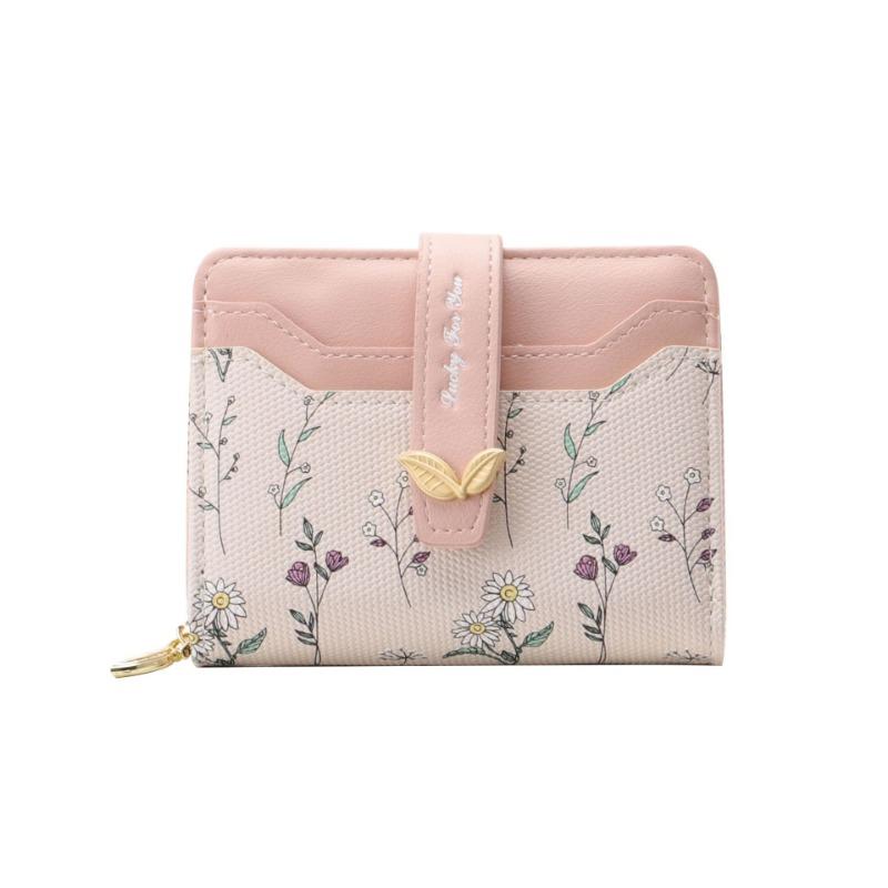 Multifunctional flower wallet women's short thin and compact zipper change bag new women's wallet card bag