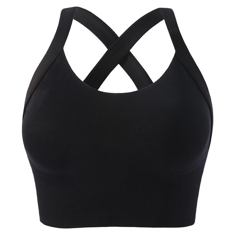 Cross Back Seamless Sports Bra S чёрный