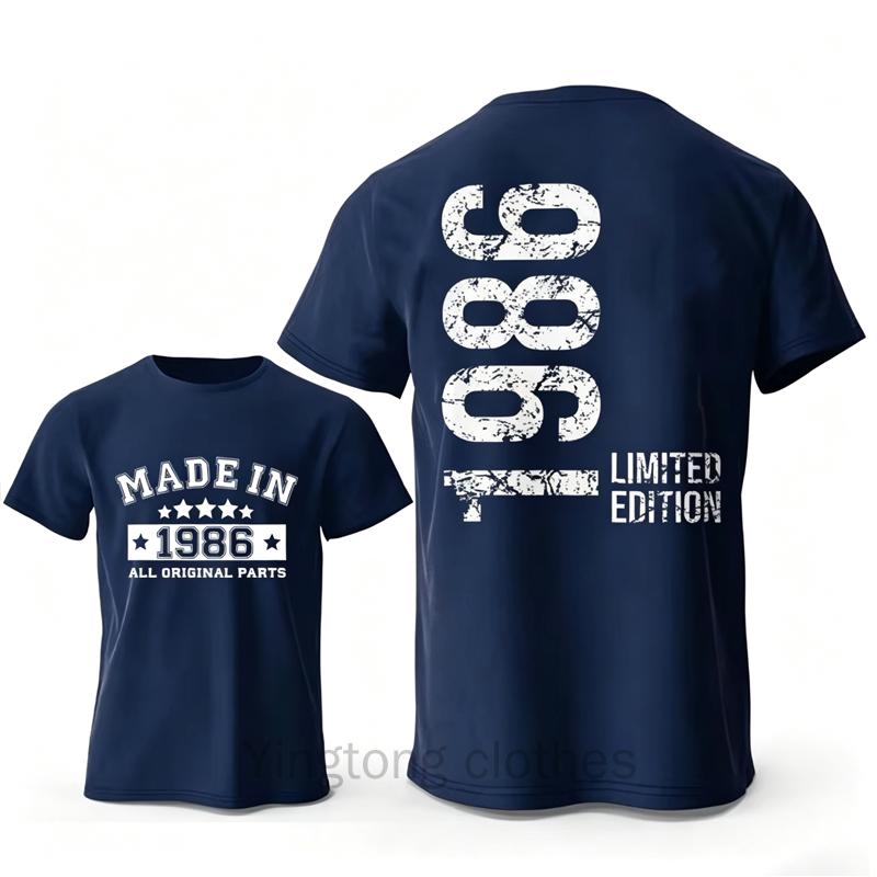 T-shirts Rétro pour Homme pour le 40ème Anniversaire: Fabriqué en 1986 Toutes les pièces d'origine Avant et 40 Édition Limitée Graphique Arrière T-shirts à Manches Courtes