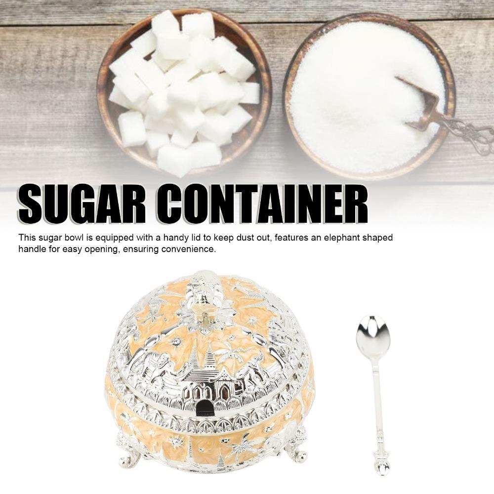 2pcs Glass Sugar Bowl With Lid And Spoon Colorful Sugar Container Sugar Bowls Sugar Pot  For Kitchen жёлтый