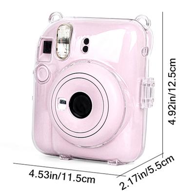 Glänzende Kameratasche für Fujifilm Instax Mini 12, durchsichtige Schutzhülle mit Tragegurt