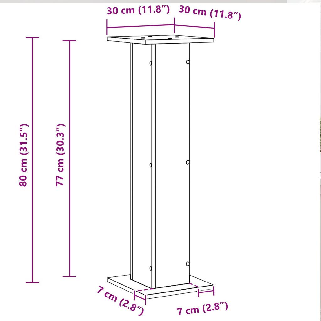 Minimalist Square Modern Living Room Speaker Stand, Set of 2, Display Stand, Black,