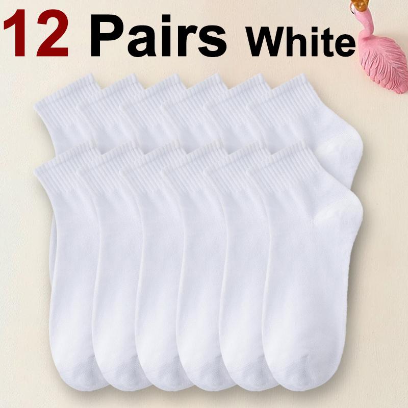 6/12/30 Pairs Men Mid Socks Business Sports Sweat Absorption Breathability Spring Summer Solid Color Soft No Pilling Casual Sock