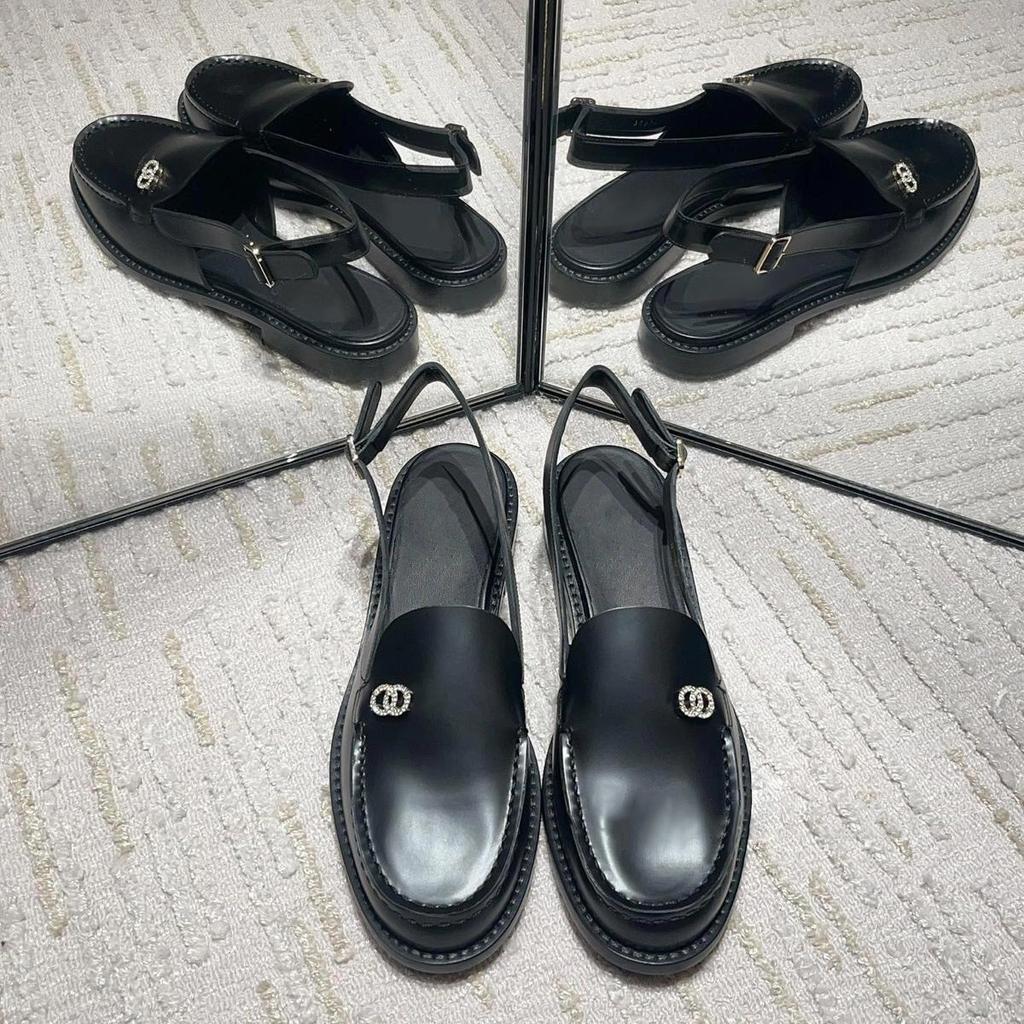 Wersja ze skóry owczej~ Prawdziwa skóra w stylu Xiaoxiangfeng z małymi skórzanymi butami Loafu damska letnia torba sandały na platformie Muller chłodne kapcie