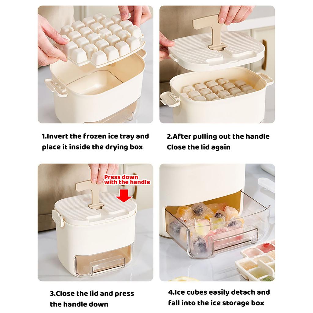 Household Ice Tray Mold Push-type Ice Storage Box With Lid Food Grade One Second Ice Removal