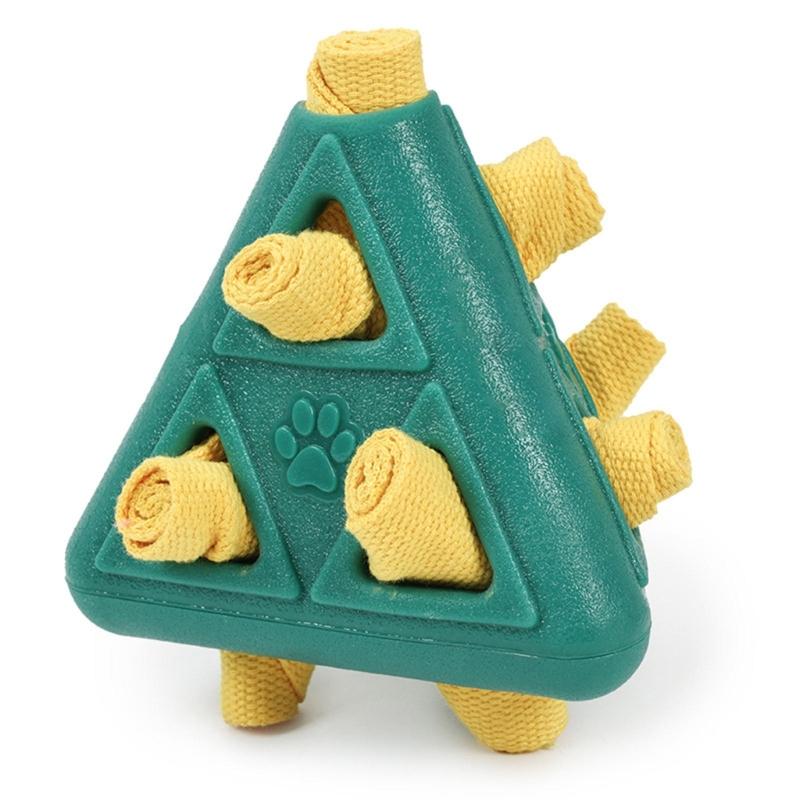 

Interactively Puzzle Chew Toy Dogs Triangular Mental Stimulation Rubber for Mental Stimulation and Teeth Cleaning зелений