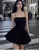French Suspender Black Small Black Dress with Chest Pad Summer Waist Skirt Slimming Hepburn New Dress Slim Skirt