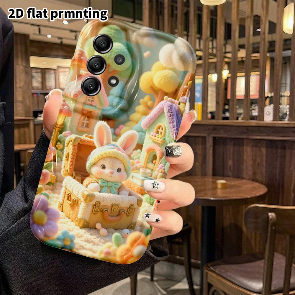 Phone Case: 2D flat, fits Samsung Galaxy A34 A35 M05 M06 S20 S22 S21 FE Plus 5G protective case, forest little rabbit house, perfect Christmas and Hal