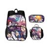 FAIRY TAIL Round Front Bag Backpack Pen Bag Ice Bag 3Pcs Set Cartoon Anime Printed Student Boys and Girls New Versatile
