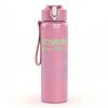 1PC D morgan faint text sketch print 750ml colorful plastic sports water bottle leakproof pop lid with straw for outdoor office home use