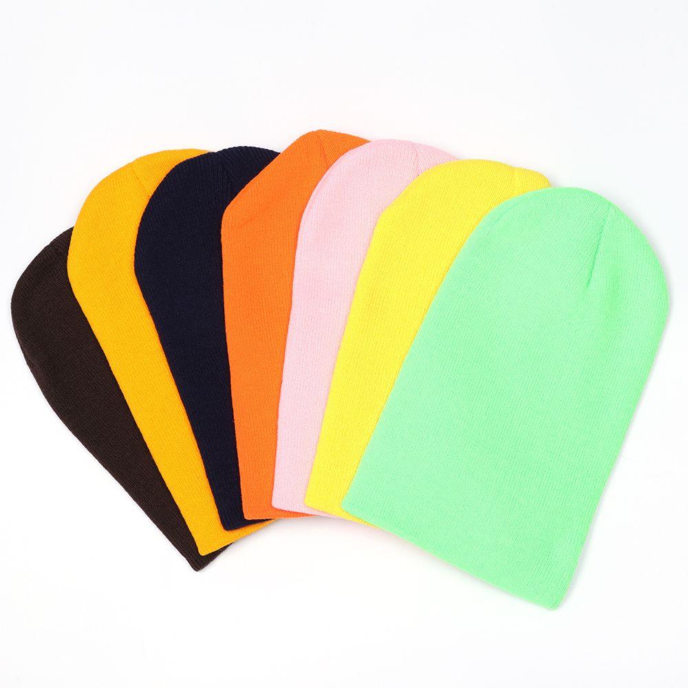 Warm Unisex Hip Hop Casual Candy Color Knitted Cap Beanies Hat Soft Skullcap