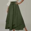 Women's Fashion  Pleated Floral Print Elastic Waist  Loose Splicing A Line Pocket Skirt