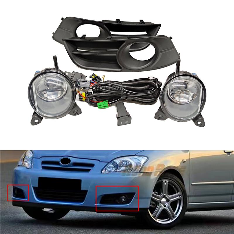 Car LED Fog Lights Fog Lamp For Toyota Corolla 2004 2005 2006 an Version Harness Wiring Cover Grille Halogen