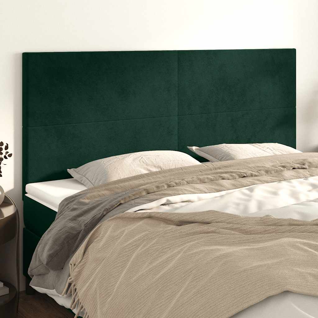 Vidaxl Zagłówki Do Łóżka, 4 Szt., Ciemnozielone, 90X5X78/88Cm, Aksamit