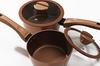 PEARL METAL VISIONS 18cm Saucepan with Glass Lid, Induction Compatible, Gold Coating, CP-8808