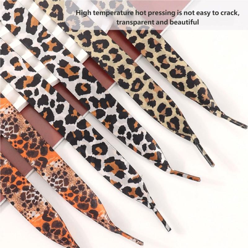 Leopard Print Flat Shoelaces For Casual Shoes Sports Sneakers Boots Soft Polyester Shoe Strings Footwear Accessories