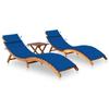 Day and Night - Day and Night Loungers with Table and Cushions 2 Pcs Solid Acacia Wood