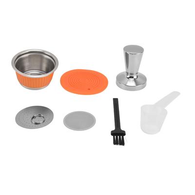 Reusable Coffee Capsule Filter Cup Refillable Filter Dripper Tamper Set for Dolce GustoOrange