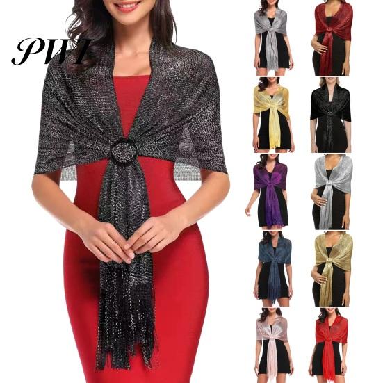 Metallic Wire Shawl Women Sparkling Bridesmaid Scarves 1920s Style Wraps with Scarf Button Wedding Party Accessories Outdoor Homecoming Dance