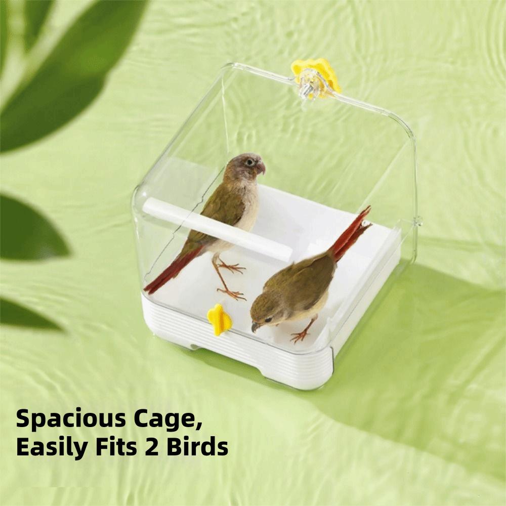 Platzsparende 2-in-1 Papageien-Badebadewanne Transparente Vogel-Wasser-Futterschale Wellensittich-Badewanne für den Innenbereich